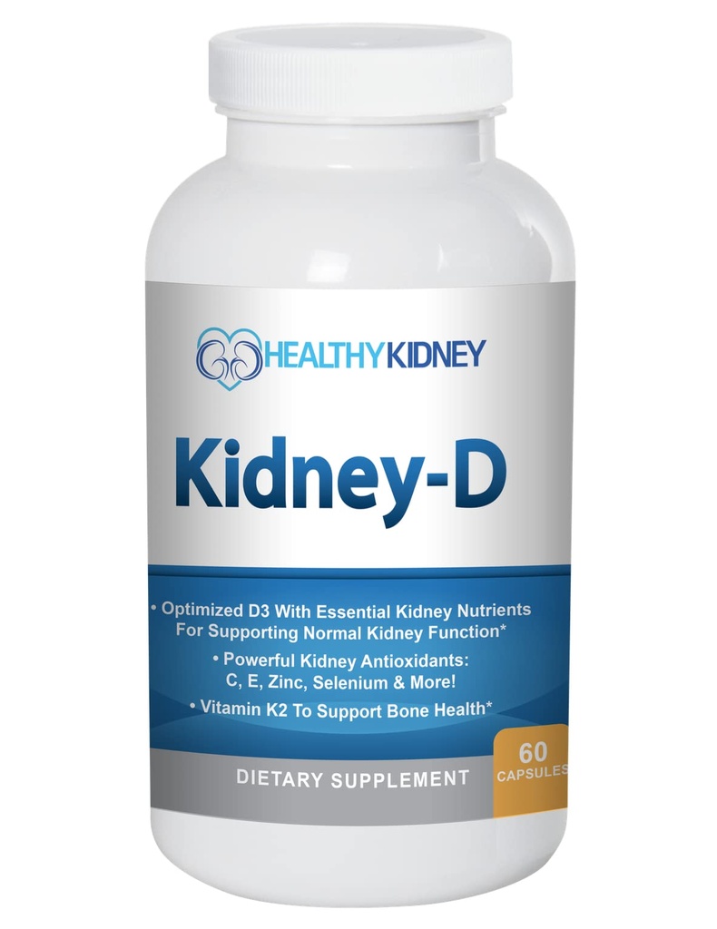 Kidney-D Kidney Supplement. Vitamin D Optimized for Kidney Support. Vitamin D3 and 7 Kidney Vitamins and Nutrients Designed for Kidney Health and More