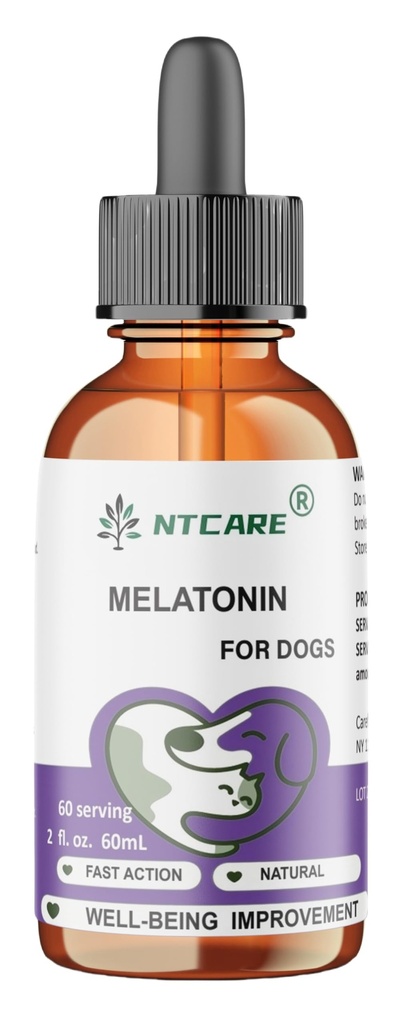 Melatonin for Dogs, Natural Well-Being Supplement, 2 fl. oz, 60 Servings