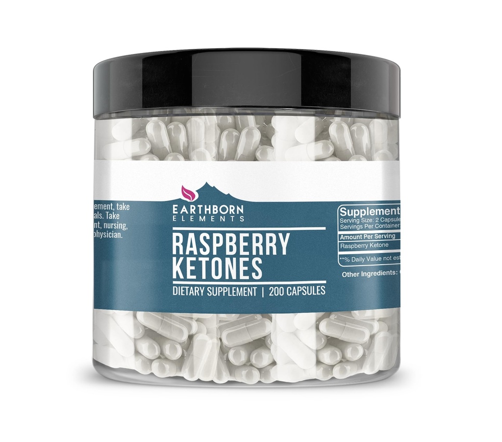 Elementos tercos Raspberry Ketones 200 Capsules, Puro ' Undiluted, No Additives