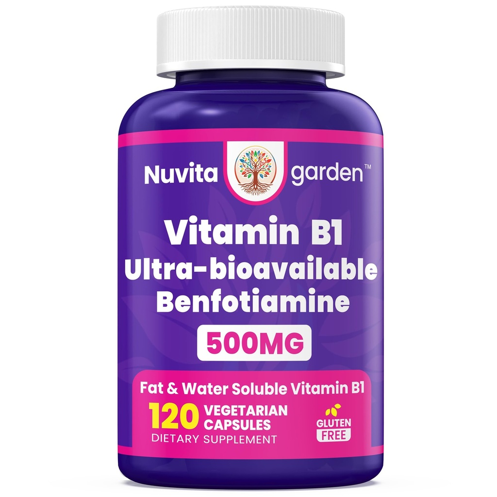 Vitamin B-1-500 mg Thiamin per Serving - Supports Energy Metabolism* - Gluten Free - No Artificial Colors - 120 Vegetarian Capsules