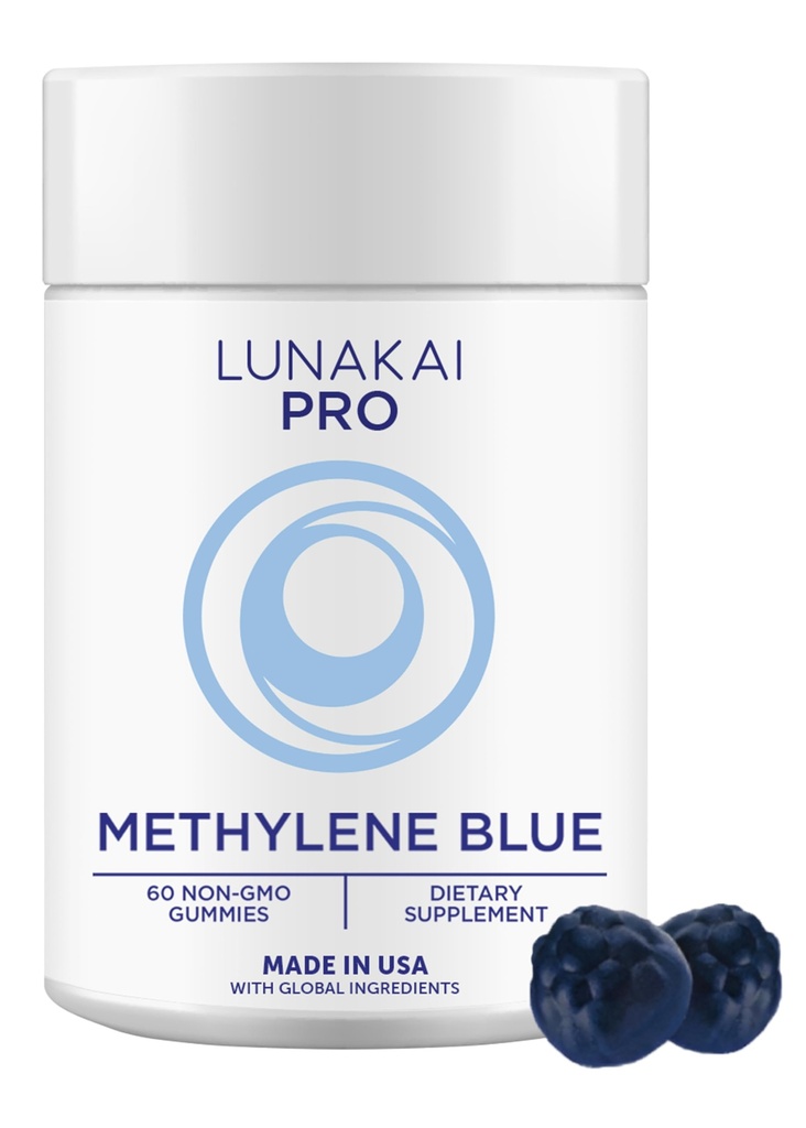 Lunakai USA Made USP Grade Methylene Blue Gummies 20mg with CoQ10 & Vitamin C - Daily Wellness Support, Non-GMO, 60ct