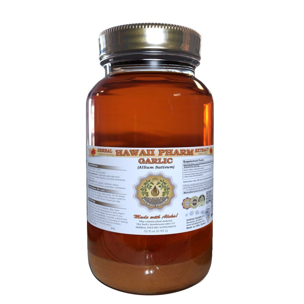 Hawaii Pharm Garlic Liquid Extract, Garlic (Allium sativum) Tincture Supplement 32 oz