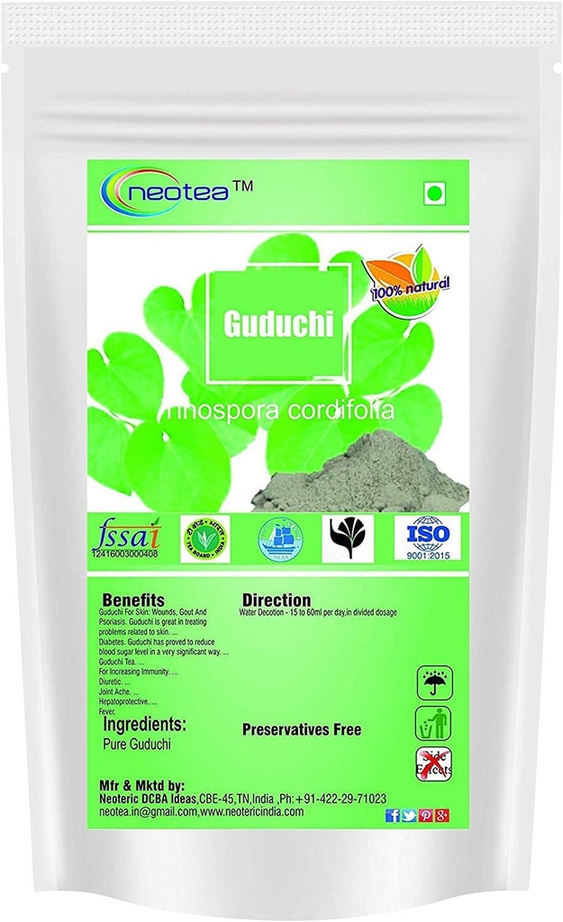 neotea Guduchi Powder (Tinospora cordifolia – Giloy) Pure Herbal Stem Powder – Finely Ground Botanical for Traditional Preparations (300 GM(10.58 OZ))