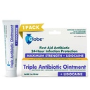 Globe Lidocaine First Aid Antibiotic Ointment 1 Oz - Maximum Strength Pain Relief & Infection Protection - Numbs Skin Fast with Lidocaine - Emergency Use & Infection Protection