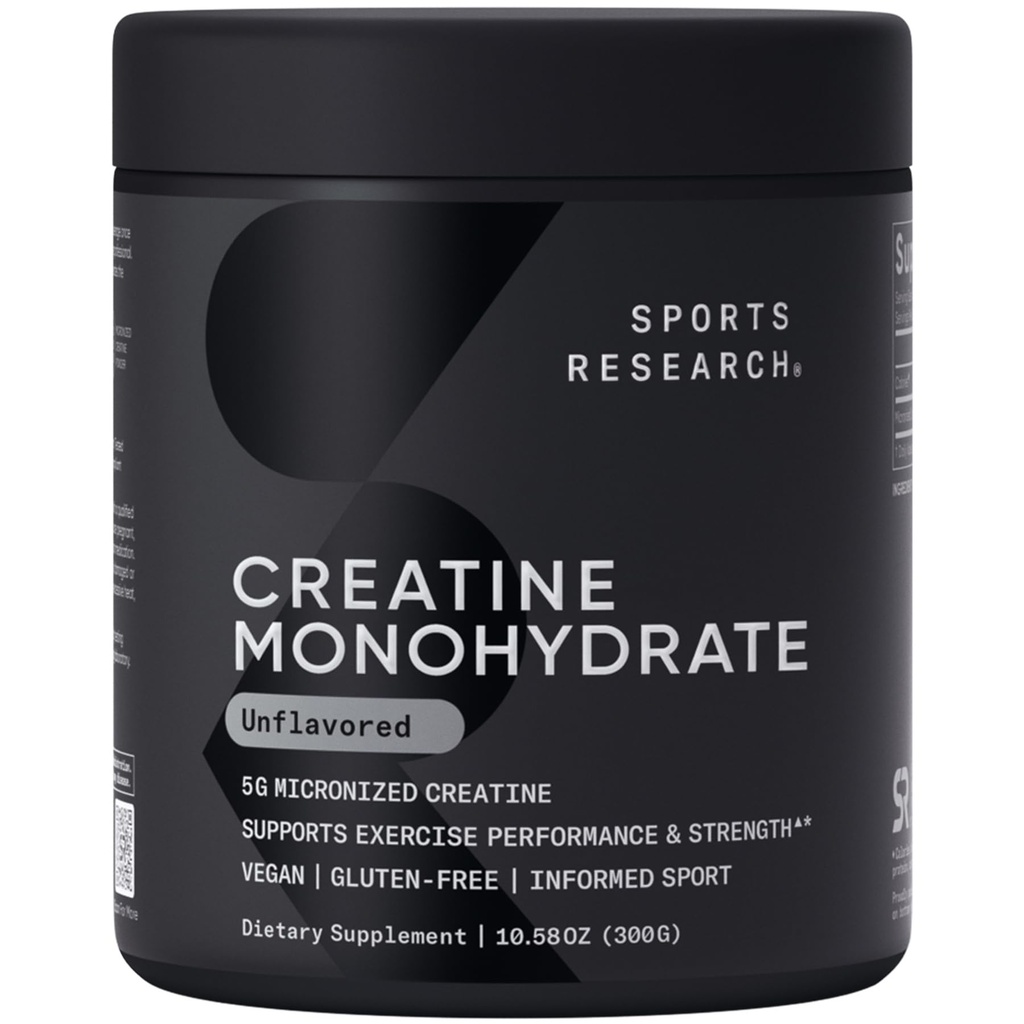 Investigación Deportiva Monohidrato de Creatina - Ganar el músculo magro, mejorar el rendimiento y la fuerza y la recuperación de entrenamiento de apoyo - 5 g Cretina micronizada - 10.58 oz