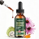 Soursop Bitters Liquid - Soursop Leaves & Fruit, Echinacea, Vitamin C, Turmeric, Zinc - for Immune Support, Digestive Health, Antioxidant & Cell Support, 2 FL OZ