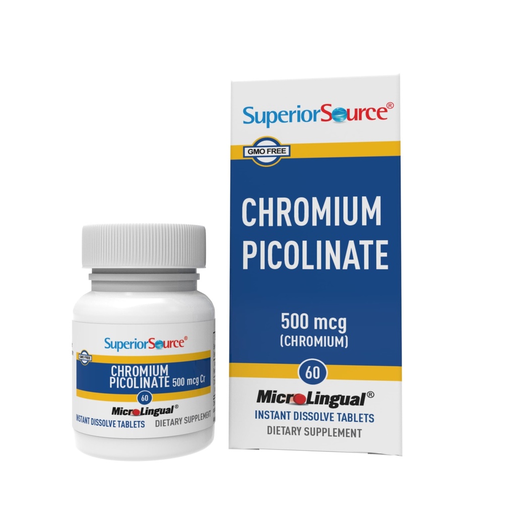 Picolinato de cromo superior fuente - Suplemento Fórmula soporta Metabolismo de azúcar saludable - 500 mcg, 50 tabletas de disuelve instantánea