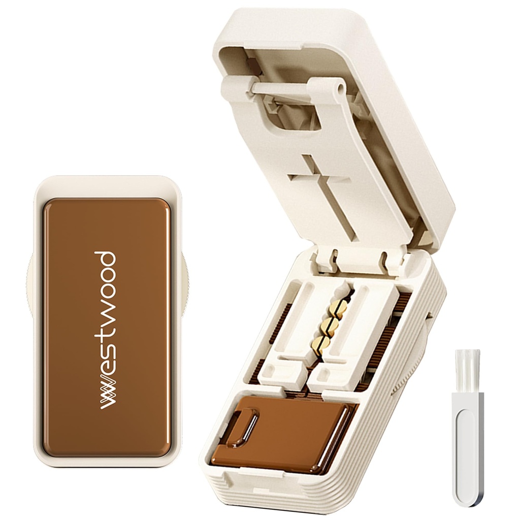 Pill Cutter Splitter for Small and Tiny Pills, 1/2 1/4 Pill Cutter for Small or Large Pills, Pill Splitter for Multiple Pills at a Time with Centering Device and Stainless Steel Blade (Brown)