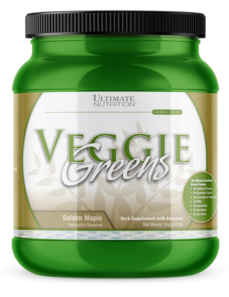 Ultimate Nutrition Veggie Greens Super Food Vegetable Protein Powder with Whole Foods, No Sucralose, Vegan Meal Replacement, Low Carb, Keto,No Gluten, Golden MapleFlavor, 18 Ounces, 64 Servings