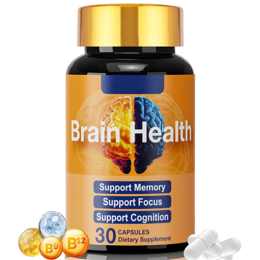 Brain Supplement for Memory and Focus, with NAD+ GPC Folate & Vitamin B12, Daily Cognitive & Brain Wellness, Mental Clarity Support, Brain Health Nutrition for Improves Concentration 30 Capsules
