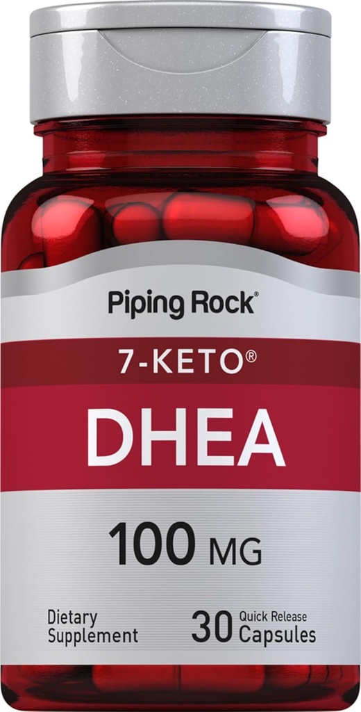 Piping Rock DHEA Suplemento para Mujeres y Hombres TENIDO 100mg ANTE 30 cápsulas TENIDO 7-Keto Silencio Dehydroepiandrosterone ANTE Non-GMO, Gluten Free