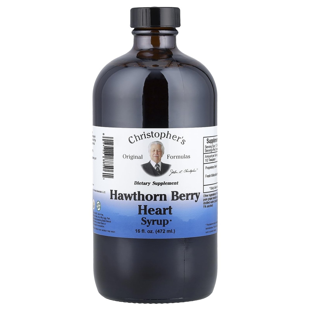 Christopher's Original Fórmulas Hawthorn Berry Heart Syrup - 16 fl oz TEN Natural Herbal Blend for General Wellness