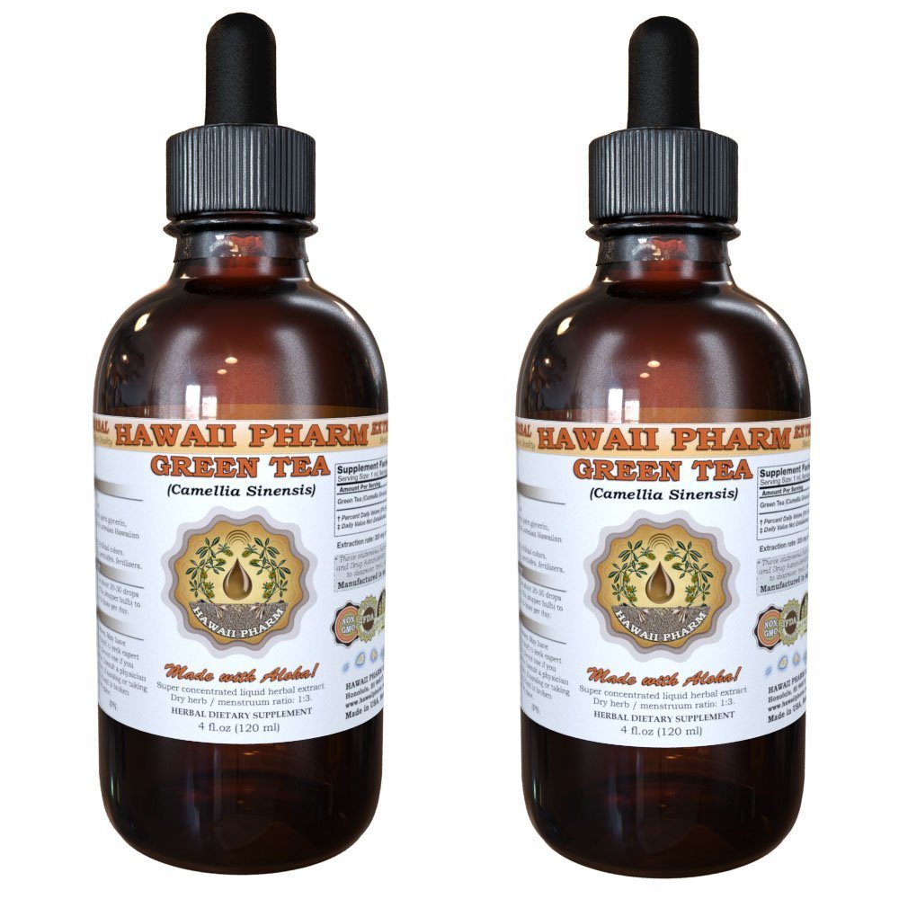 Hawaii Pharm Green Tea Liquid Extract, Green Tea (Camellia Sinensis) Leaf Powder Tincture Supplement 2x2 oz