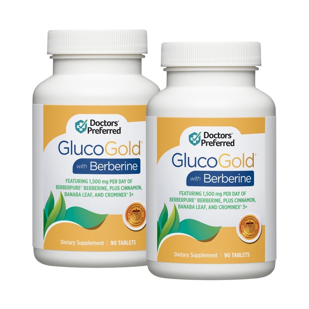 DOCTORS' PREFERRED GlucoGold with Berberine, Concentrated Cinnamon, Chromium, Banaba Leaf Extract | 180 Tablets