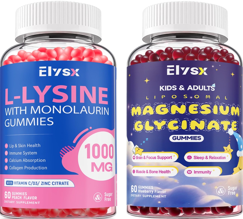 Lysine Monolaurin & Liposomal Magnesium Glycinate Gummies, Lip & Oral Health, Immune, Muscle & Relax