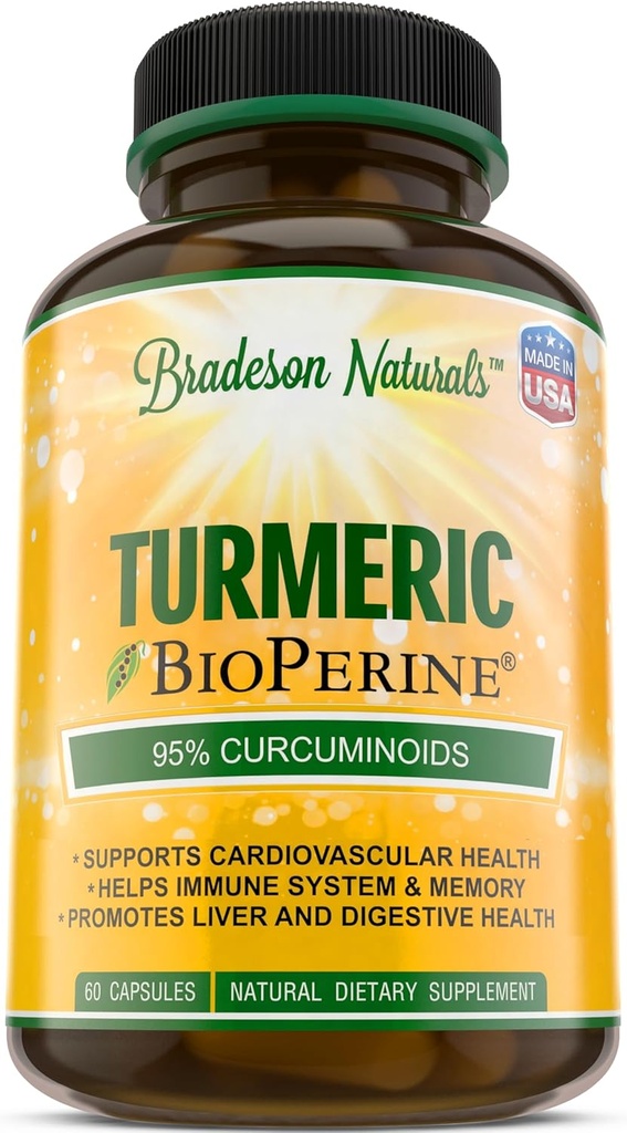 Curcumina Turmérica con BioPerine 1500mg - Soporte Inflamatorio Natural y Saludable con Curcuminoides Estandarizados 95% para Potency & Absorption - 60 cápsulas con Pepper Negro