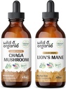 Wild &amp; Organic Chaga Mushroom Tintura 4 fl oz &amp; Lion Mane Mushroom Tintura 4 fl oz