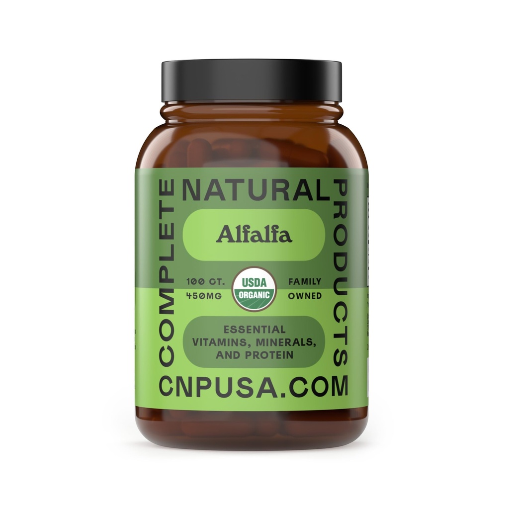 Productos naturales completos hoja de alfalfa pura - 100 cápsulas - 450 mg de pura hoja de alfalfa orgánica seco en cápsulas de verduras