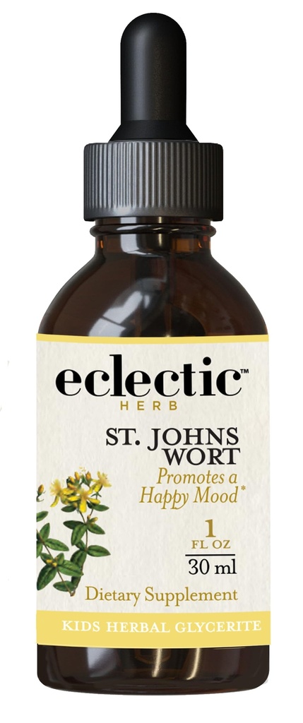 ECLECTIC INSTITUTE Kids Herbs - St. John's Wort, Black Cherry Flavor  Herbal Health Supplement, Promotes a Positive Mood  1 fl oz (30 ml)