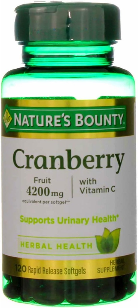 Nature's Bounty Cranberry Fruit 4200 mg, Plus Vitamin C Softgels, 120 ea (Pack of 5)