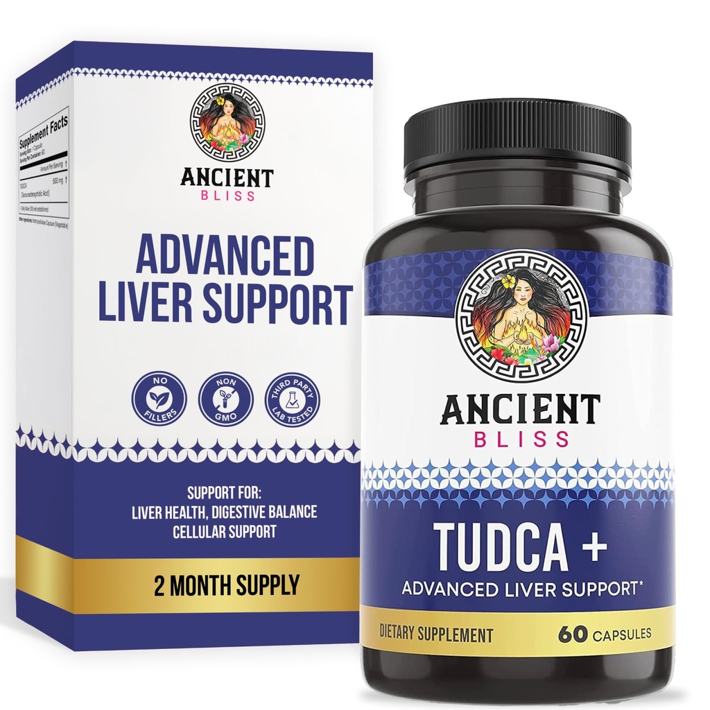 Tudca 500mg, 60 capsules (Acido Tauroursodeoxycholic)- Bile Salts Liver Support Supplement, Natural Bitter Taste- Vegan Friendly, Non GMO, Gluten Free Capsules by Ancient Bliss