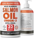 StrellaLab 32 OZ Salmon Oil for Dogs - Omega 3 for Dogs & Cats, Itch & Allergy Relief, Wild Alaskan Salmon Oil for Skin & Coat, Fish Oil Liquid, Shedding Health Support EPA & DHA Fatty Acids