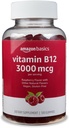 Básicos Vitamina B12 3000 mcg Gummies, Producción Normal de Energía y Metabolismo, Apoyo al Sistema Inmunitario, Raspberry, 200 Conde (2 Packs de 100), 2 por servicio