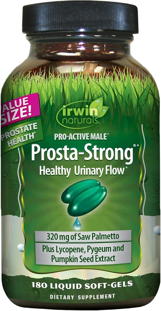 Irwin Naturals Prosta-Strong - 180 Softgels - Apoyo a la salud de próstata con Saw Palmetto, Lycopene & Pumpkin Seed - apoya el flujo urinario
