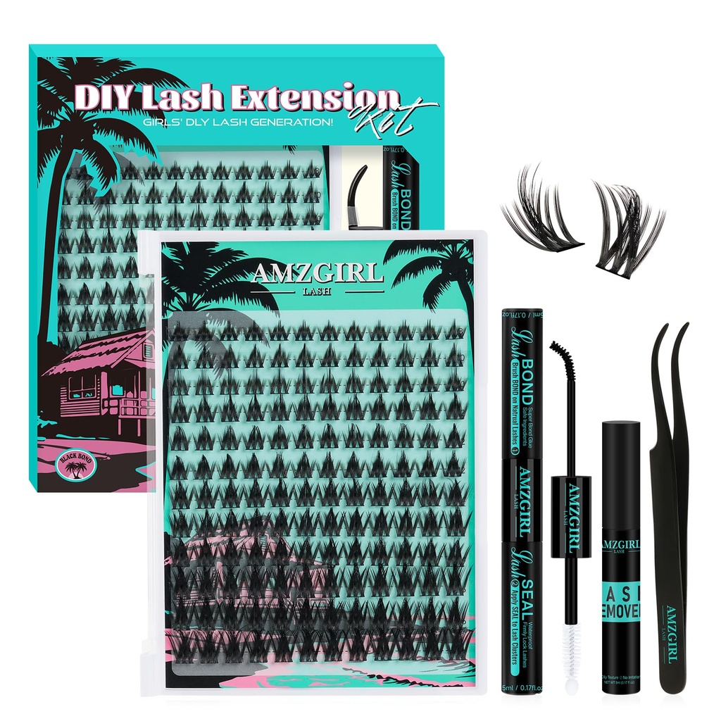 Fairy Lash Clusters DIY 144Pcs Manga Lash Extension Kit,Lashes Natrual Clusters Kit with Eyelash Black Bond and Seal,Lash Remover and Tweezers Anime Cluster Eyelash Extensions(Holiday,C-Mix8-18mm)