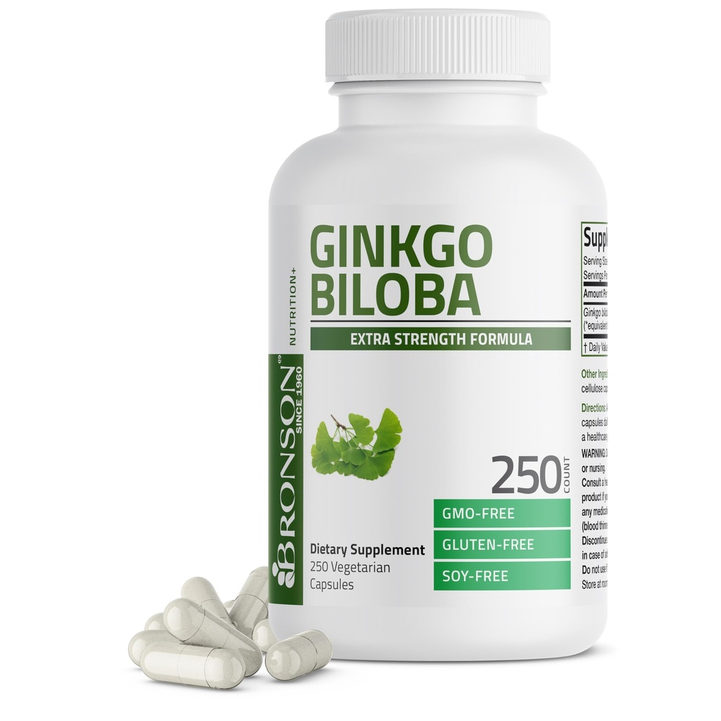 Bronson Ginkgo Biloba Extra Strength soporta Función del cerebro & Memory Support, 250 cápsulas vegetarianas