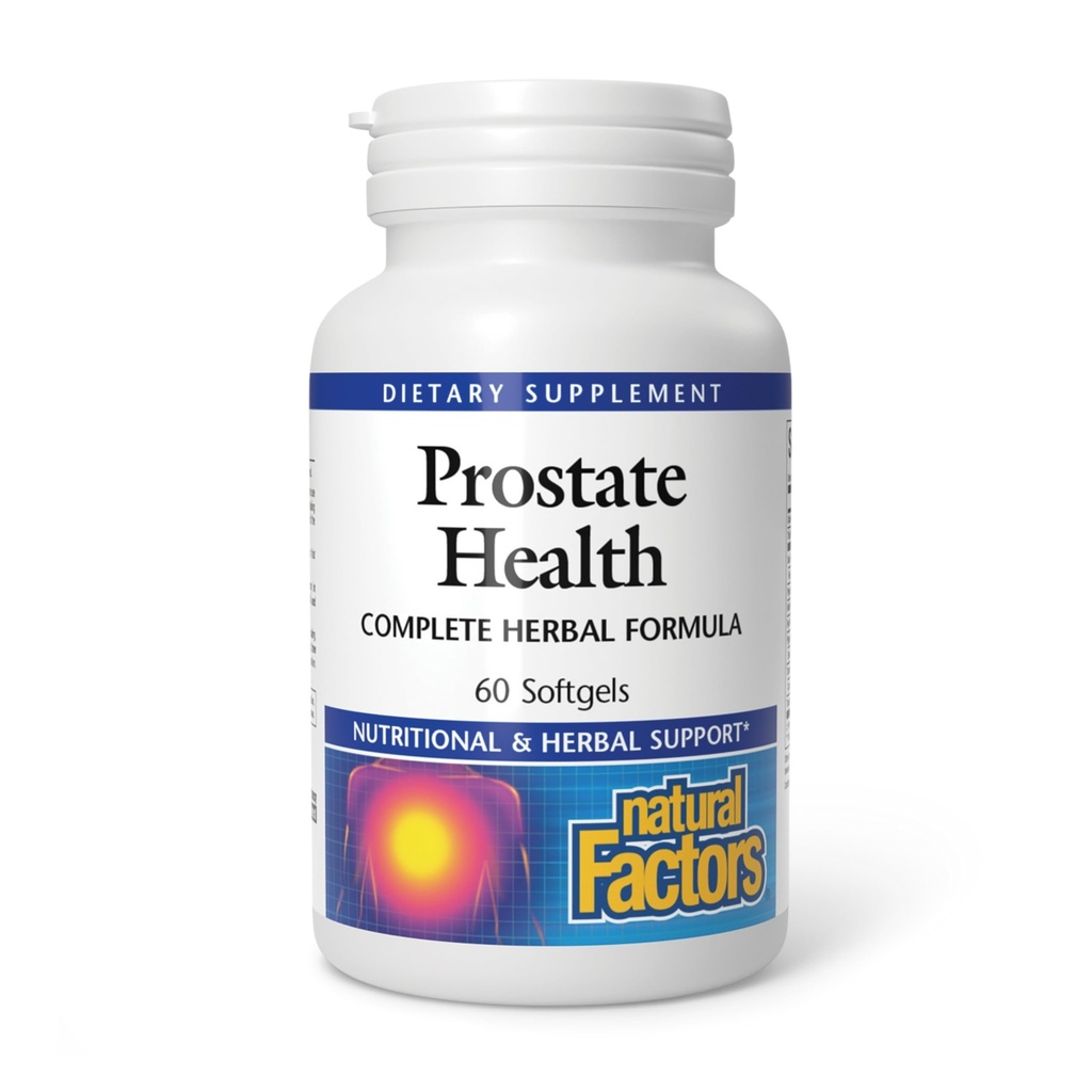 Factores naturales, fórmula de salud de próstata, soporte herbario para una próstata saludable con Saw Palmetto y Turmeric, 60 softgel (60 porciones)