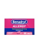 Benadryl Ultratabs Allergy Medicine, 25 mg Diphenhydramine HCl Antihistamine Tablets for Cold &amp; Allergy Relief of Symptoms Like Sneezing, Runny Nose, Itchy Eyes & Throat, Hay Fever, 100 Count Tablets