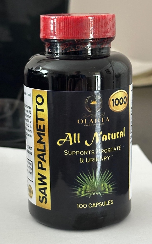 Pure Saw Palmetto 1000mg Capsules - Natural Support for Male Well-Being, Support a Healthy Prostate & Urinary System Comfort - 1 Bottle 100 Capsules