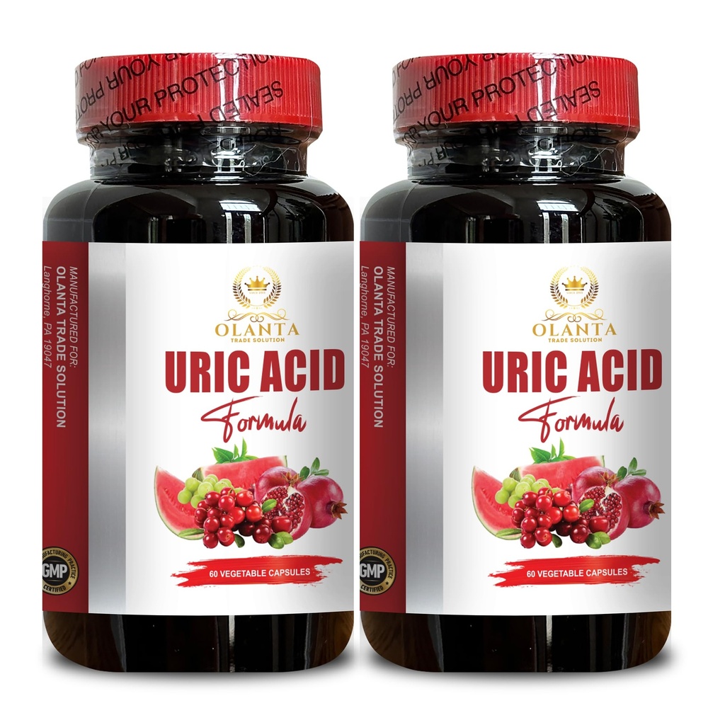 URIC ACID CLEANSE FORMULA - uric acid diet, turmeric joint support supplement, diuretic water pills, supports healthy uric acid level, Tart Cherry, Cranberry - 2 Bottles 120 Capsules