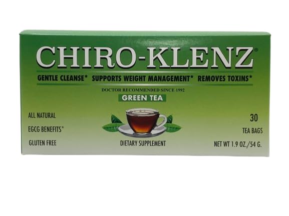 CHIRO-KLENZ® with Green Tea – Gentle Herbal Cleanse and Natural Antioxidant Blend for Daily Wellness, 30 Tea Bags