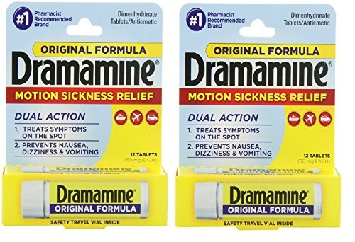 Dramamine Motion Sickness Relief Original Formula, 50 mg, 12 Count 2-Pack by Dramamine
