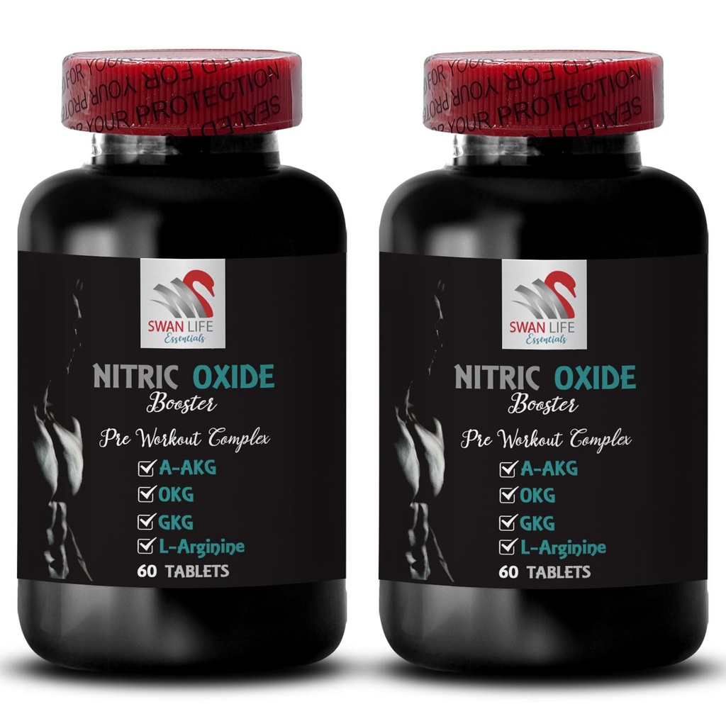 Nitric oxide - NITRIC OXIDE BOOSTER - nitric oxide supplements for men, nitric oxide booster supplement, fitness focus, A-AKG, OKG, GKG, strength support, workout recovery 2 Bottle 120 Tablets