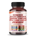 Berberine Cinnamon Apple Sider Vinegar Turmeric - Bienestar general Soporte- Hecho en EE.UU.
