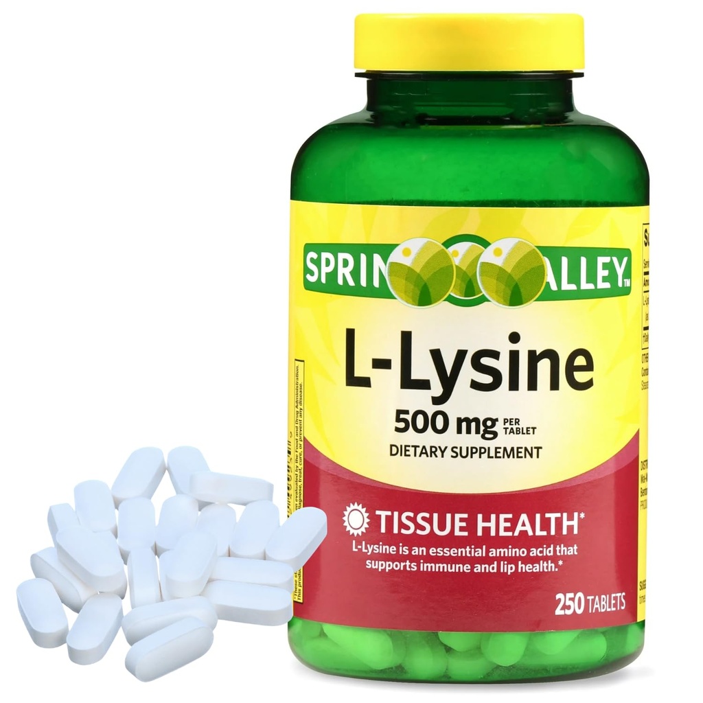 L Lysine 500mg Tablets, Super Lysine Immune Support & Healthy Skin, 250 Count (Pack 1)