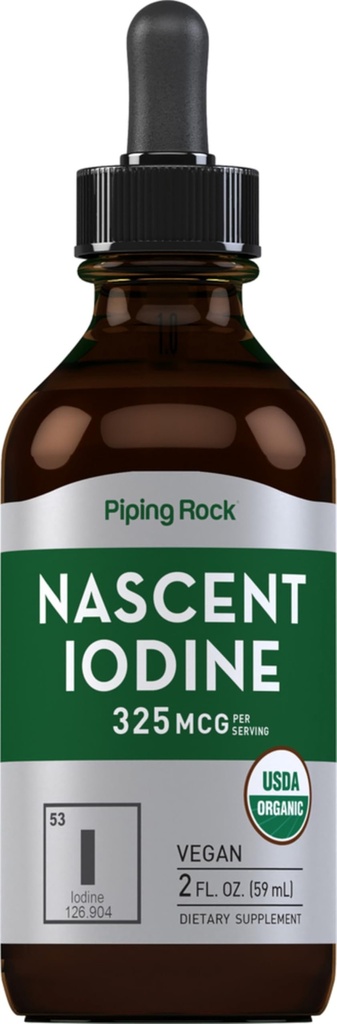 Piping Rock Nascent Iodine Drops Organic | 2 fl oz | Liquid Vegan Supplement | Non-GMO, Gluten Free