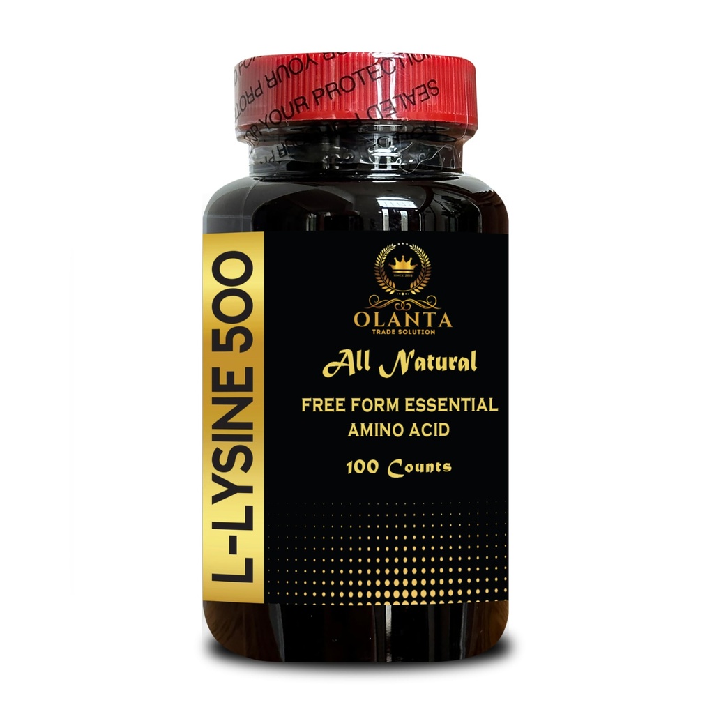 L-LYSINE 500 - Wellness Support, Stress Management, Enzyme Production, Support Collagen Production, Gluten Free, Non-GMO, 500mg Per Capsule - 1 Bottle 100 Counts