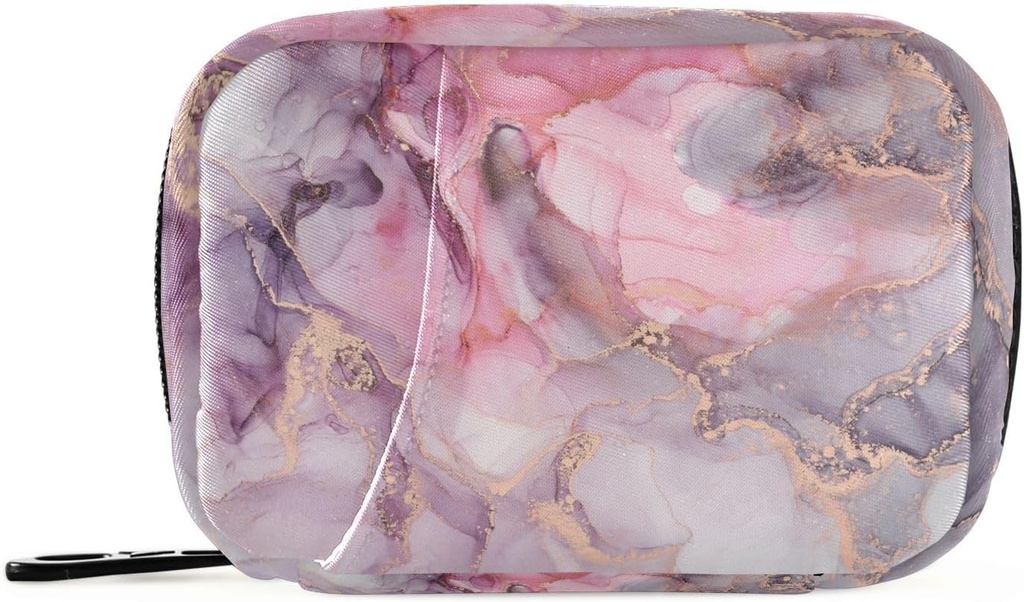 Pink Marble Texture Pill Box 7 Day Pill Case Travel Pill Organizer Bag with Zipper Portable Weekly Vitamin Medicine Supplement Holder Pouch Bag