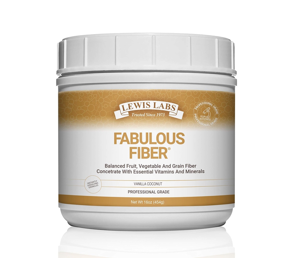 Lewis Labs Fabulous Fiber Powder Supplement | Delicious Quick Dissolve Daily Fiber Powder from Fruits, Vegetables & Grains | Professional Grade Vitamins Minerals Proudly Made in The USA | 16 Ounces