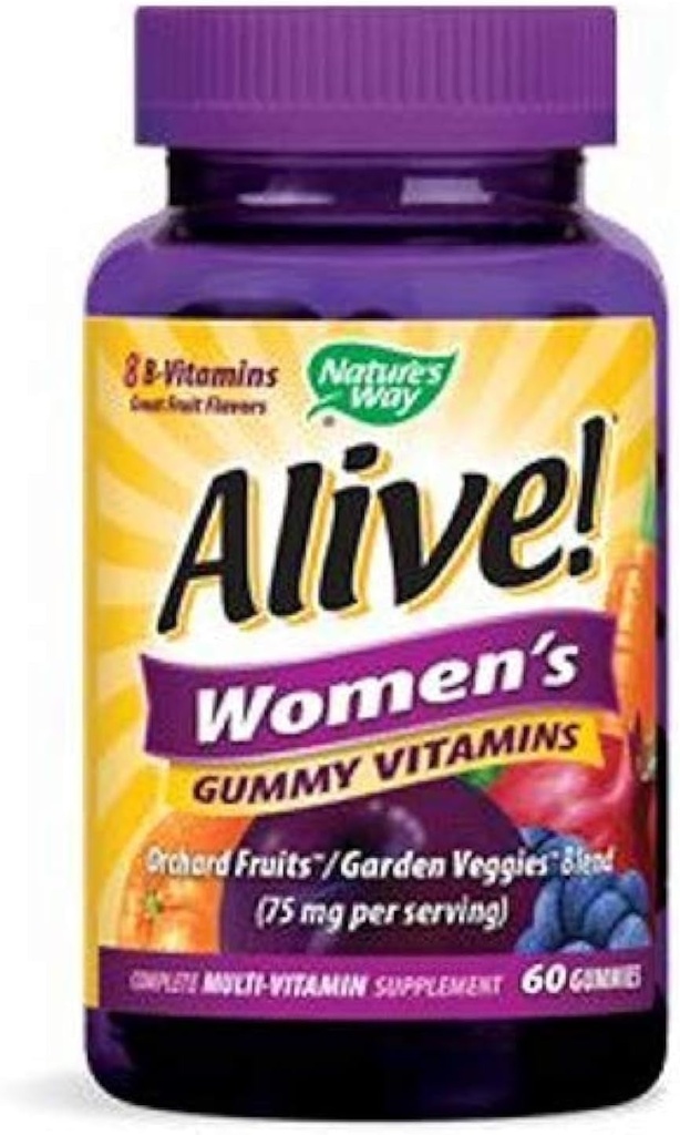 ¡La naturaleza está viva! Mujeres Gummy Multivitamina, 16 Vitaminas & Minerales, Metabolismo Energético*, Piel de pelo & uñas*, Vegetariano, Sabor de Berry mixto, 60 Gummies (Paquete May Vary)