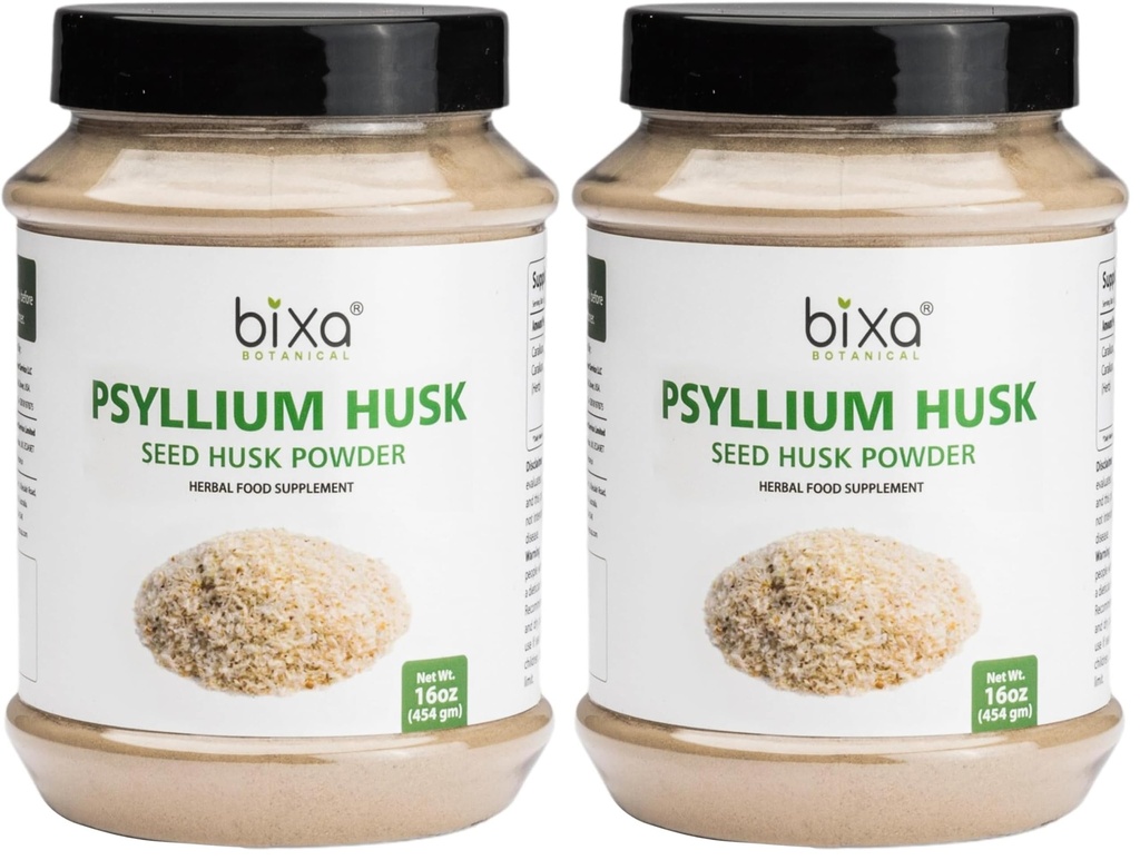 bixa BOTANICAL Psyllium Husk Powder | Plantago Ovata ǀ Ayurvedic Herbal Supplement | Maintains Gut Motility | 1 Pound / 16 OZ | Gluten Free, Non-GMO, Steam Treated, Vegan, 100% Pure. (Pack of 2)