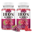 (2 Pack) Iron Gummies Suplemento para Hombres de Hierro, Suplementos de Hierro para Anemia con Vitamina C, B12, Folate-Blood Builder " Energy Support for Iron Deficiency - Grape Flavor, Vegan, 120 Gummies