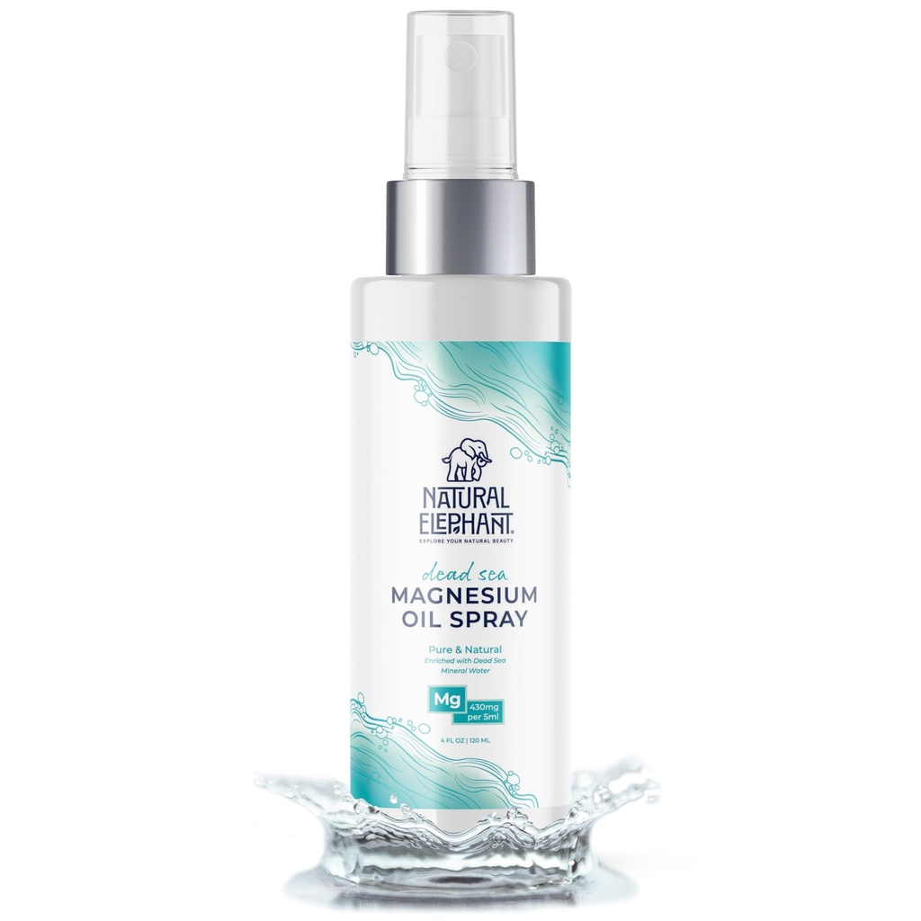 Natural Elephant Dead Sea Magnesium Oil Spray for Topical Use | 100% Pure | 4 fl oz (120ml)| Promotes Relaxation and Well-Being