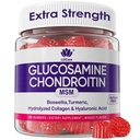 Glucosamine Chondroitin Gummies, Sugar Glucosamine Gratuito Chondroitin MSM Suplemento, Extra Strength with Boswellia Turmeric, Hydrolyzed Collagen & Hyaluronic Acid, Bone Health for Men &amp; Women, 60 Cts