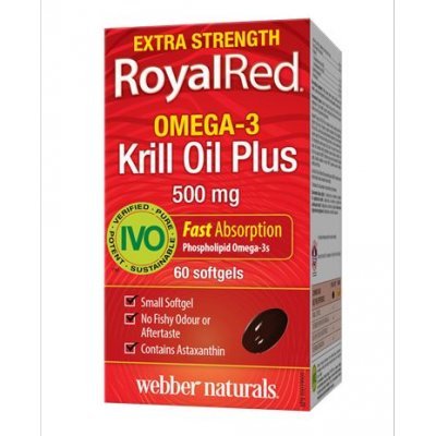 Webber Naturals RoyalRed® Krill Oil Plus, Extra Strength, 500 mg, 60 Softgels