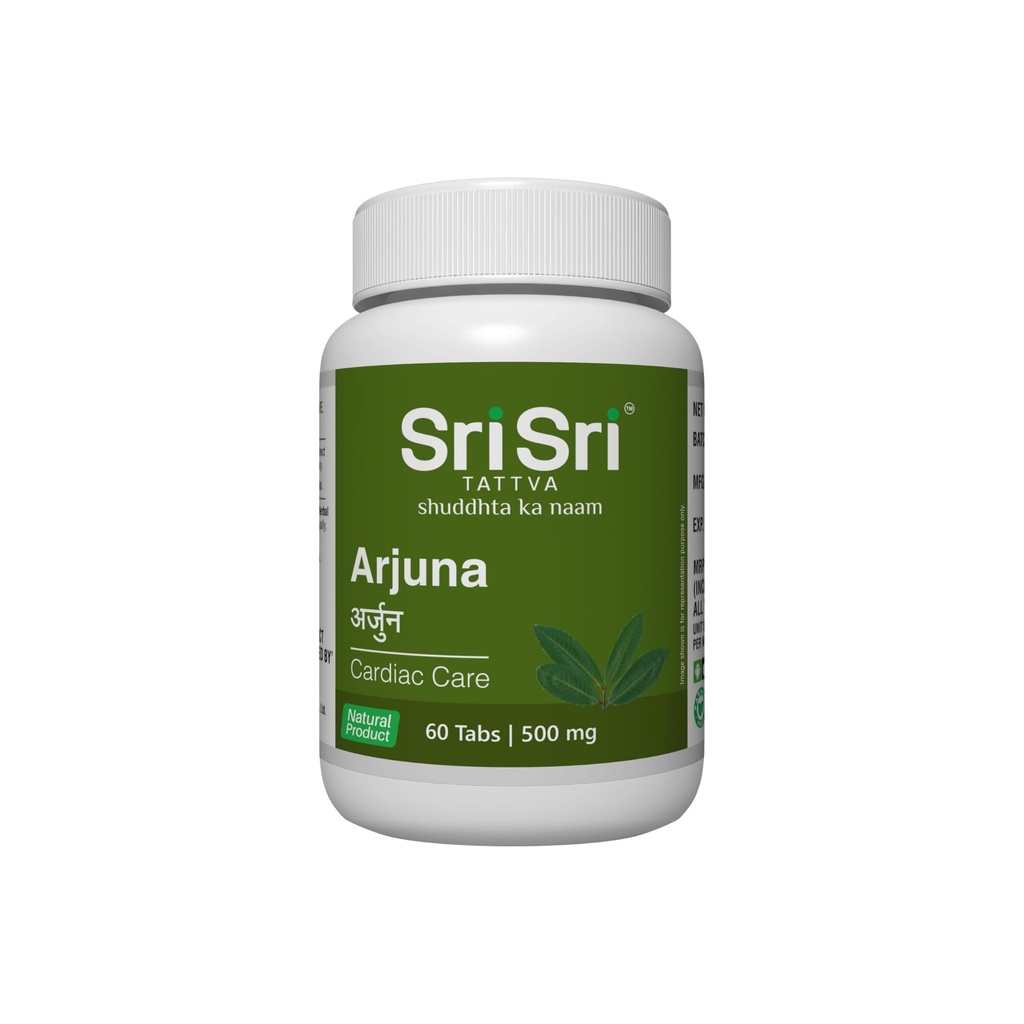 Sri Sri Tattva Arjuna Tablet - Cardiac Care – 60 Tabs, 500 Mg | Cardiac Care Tablets | Supports Heart Health | Manages Cholesterol Levels